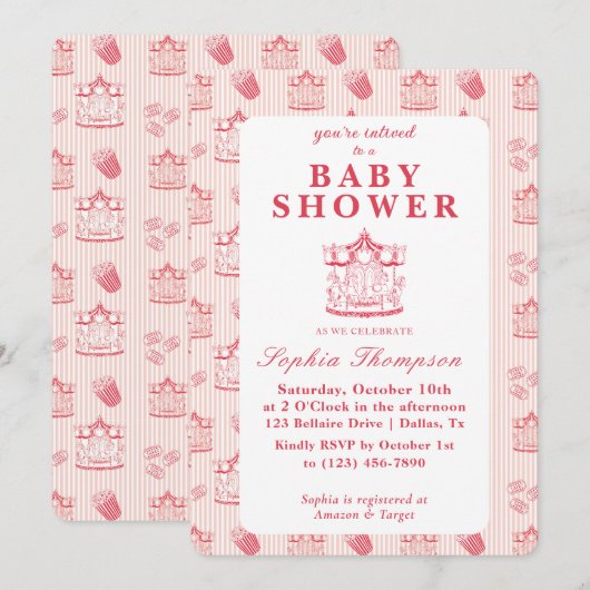 Carnaval Baby shower Uitnodiging (Voorkant / Achterkant)