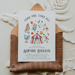 Carnaval Baby shower Uitnodiging   Circus Shower