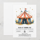 Carnaval Bewerkbare Magic Circus Verjaardag Kaart (Voorkant / Achterkant)