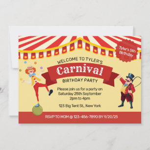 Carnaval Birthday Party Invitation Kaart