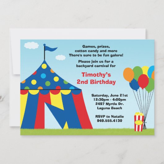 Carnaval Birthday Party Invitation Kaart (Voorkant)
