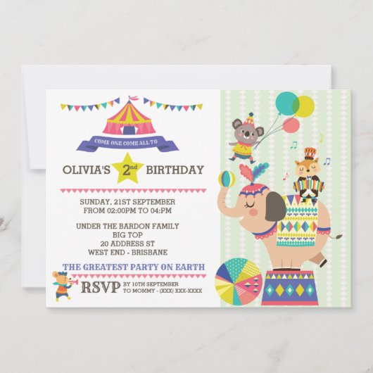Carnaval Birthday Party Invitation Kaart (Voorkant)