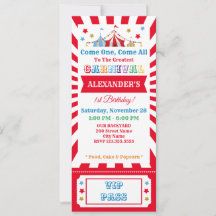 Carnaval Birthday Party Ticket Invitation