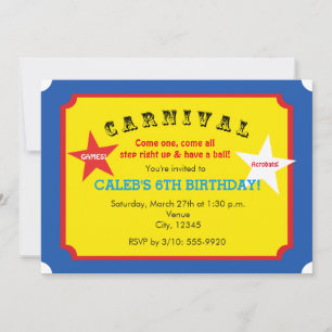 Carnaval Birthday Party Ticket Invitation Kaart