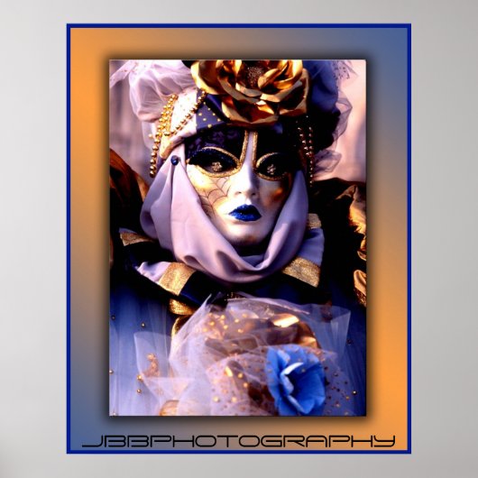 carnaval blauw goud poster (Voorkant)