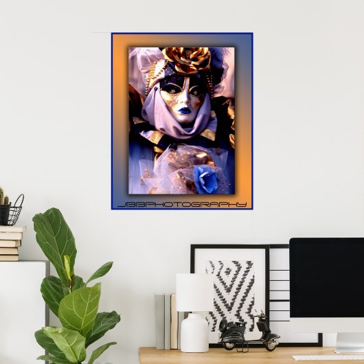 carnaval blauw goud poster (Thuiskantoor)