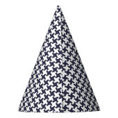 Carnaval Blue Houndstooth Birthday Feesthoedjes (Achterkant)