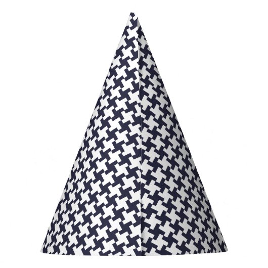 Carnaval Blue Houndstooth Birthday Feesthoedjes (Achterkant)