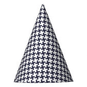 Carnaval Blue Houndstooth Birthday Feesthoedjes (Voorkant)