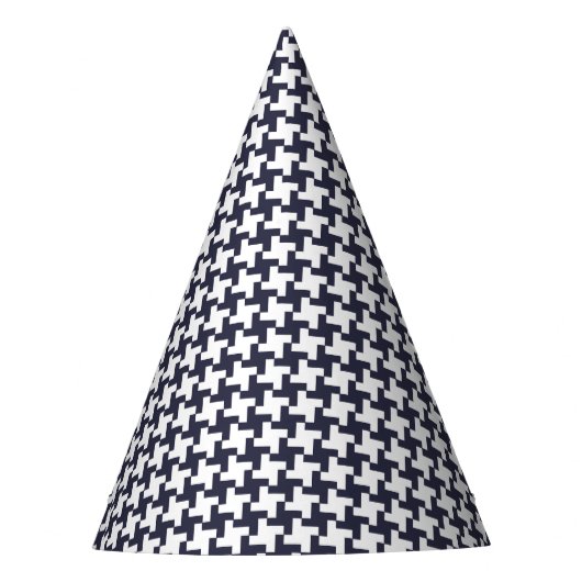Carnaval Blue Houndstooth Birthday Feesthoedjes (Voorkant)