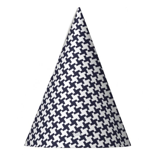 Carnaval Blue Houndstooth Birthday Feesthoedjes (Links)