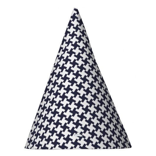 Carnaval Blue Houndstooth Birthday Feesthoedjes (Rechts)