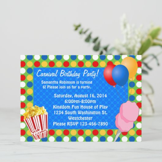 Carnaval Bright Lights Aangepaste Uitnodigingen (Staand voorkant)