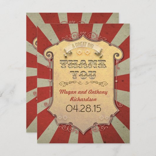 Carnaval bruiloft bedankt kaarten (Voorkant / Achterkant)