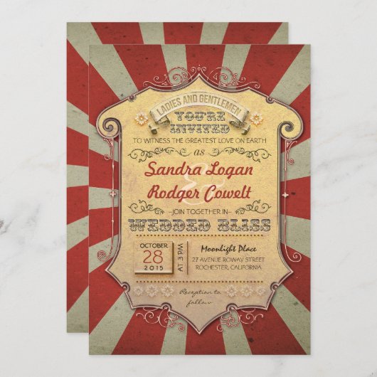 Carnaval bruiloft uitnodigingen (Voorkant / Achterkant)