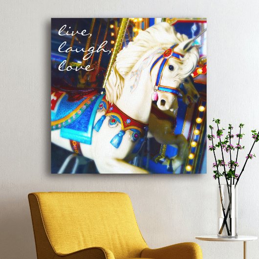 Carnaval Carrousel Paard Foto Leef Lach Liefde Canvas Afdruk