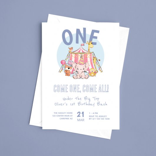 Carnaval Circus 1e Verjaardag Bash Kaart