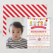  carnaval Circus Animals 1e verjaardag Foto Kaart (Voorkant / Achterkant)