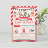  carnaval Circus Animals Baby shower Uitnodigen Kaart (Staand voorkant)