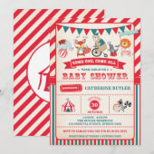  carnaval Circus Animals Baby shower Uitnodigen Kaart (Voorkant / Achterkant)
