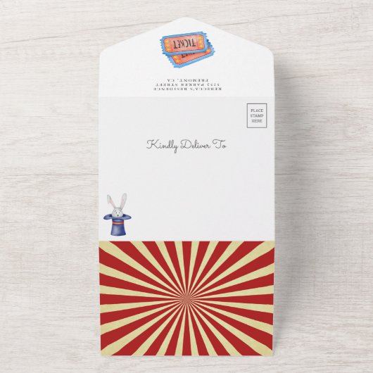 carnaval Circus Baby shower All In One Uitnodiging (Buitenkant)