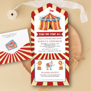 carnaval Circus Baby shower All In One Uitnodiging