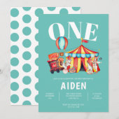 Carnaval Circus Big Top Aqua 1e Verjaardag Kaart (Voorkant / Achterkant)
