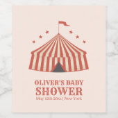 Carnaval Circus Big Top Baby shower Wijn Etiket (Enkel label)