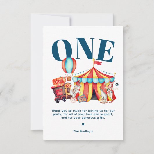 Carnaval Circus Big Top Blauw Dank u Kaart (Voorkant)