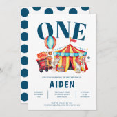 Carnaval Circus Big Top Een 1e Verjaardag Kaart (Voorkant / Achterkant)