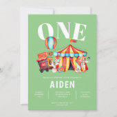 Carnaval Circus Big Top Groen 1e verjaardag Kaart (Voorkant)