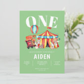 Carnaval Circus Big Top Groen 1e verjaardag Kaart (Staand voorkant)