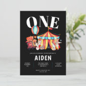 Carnaval Circus Big Top Zwart 1e Verjaardag Kaart (Staand voorkant)