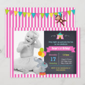 Carnaval Circus Bigtop Verjaardag Uitnodigingen Me (Voorkant / Achterkant)