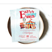 Carnaval Circus Blauw Baby shower Kaart