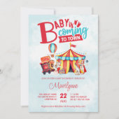 Carnaval Circus Blauw Baby shower Kaart (Voorkant)