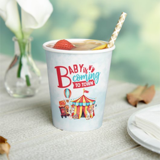 Carnaval Circus Blauw Baby shower Papieren Bekers (Insitu)