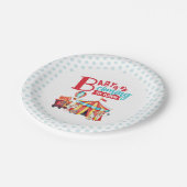Carnaval Circus Blauw Baby shower Papieren Bordje (Gekanteld)