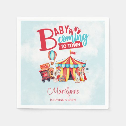 Carnaval Circus Blauw Baby shower Servet (Voorkant)