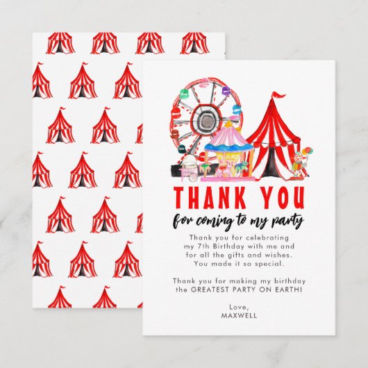 Carnaval Circus Clown Balloon Festival Verjaardag Bedankkaart (Voorkant / Achterkant)
