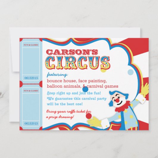 Carnaval Circus Clowns Uitnodiging Verjaardag (Achterkant)