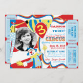 Carnaval Circus Clowns Uitnodiging Verjaardag (Voorkant / Achterkant)