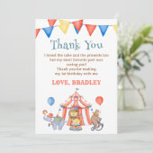 Carnaval Circus & Dieren Verjaardag Dank u kaart (Staand voorkant)