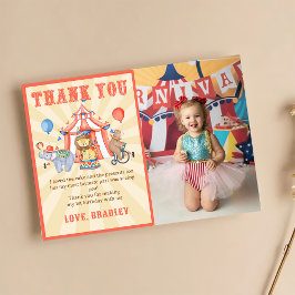 Carnaval Circus & Dieren Verjaardag Foto Bedankkaart