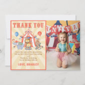Carnaval Circus & Dieren Verjaardag Foto Bedankkaart (Voorkant)