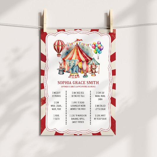 Carnaval Circus Dieren Verjaardag Milestone Board Poster