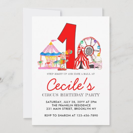 Carnaval Circus Fair Party Kind 1e verjaardag Kaart (Voorkant)