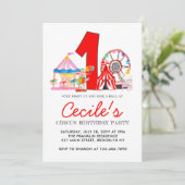 Carnaval Circus Fair Party Kind 1e verjaardag Kaart (Staand voorkant)