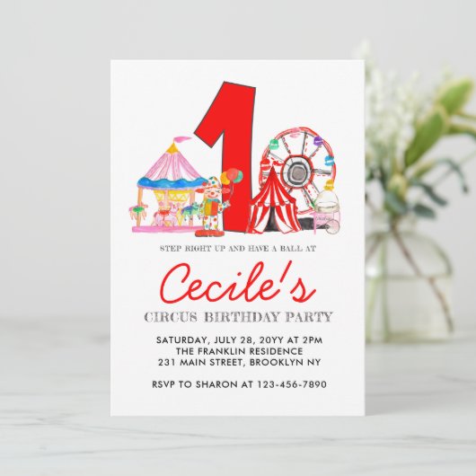 Carnaval Circus Fair Party Kind 1e verjaardag Kaart (Staand voorkant)