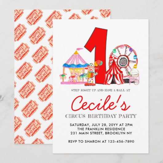 Carnaval Circus Fair Party Kind 1e verjaardag Kaart (Voorkant / Achterkant)